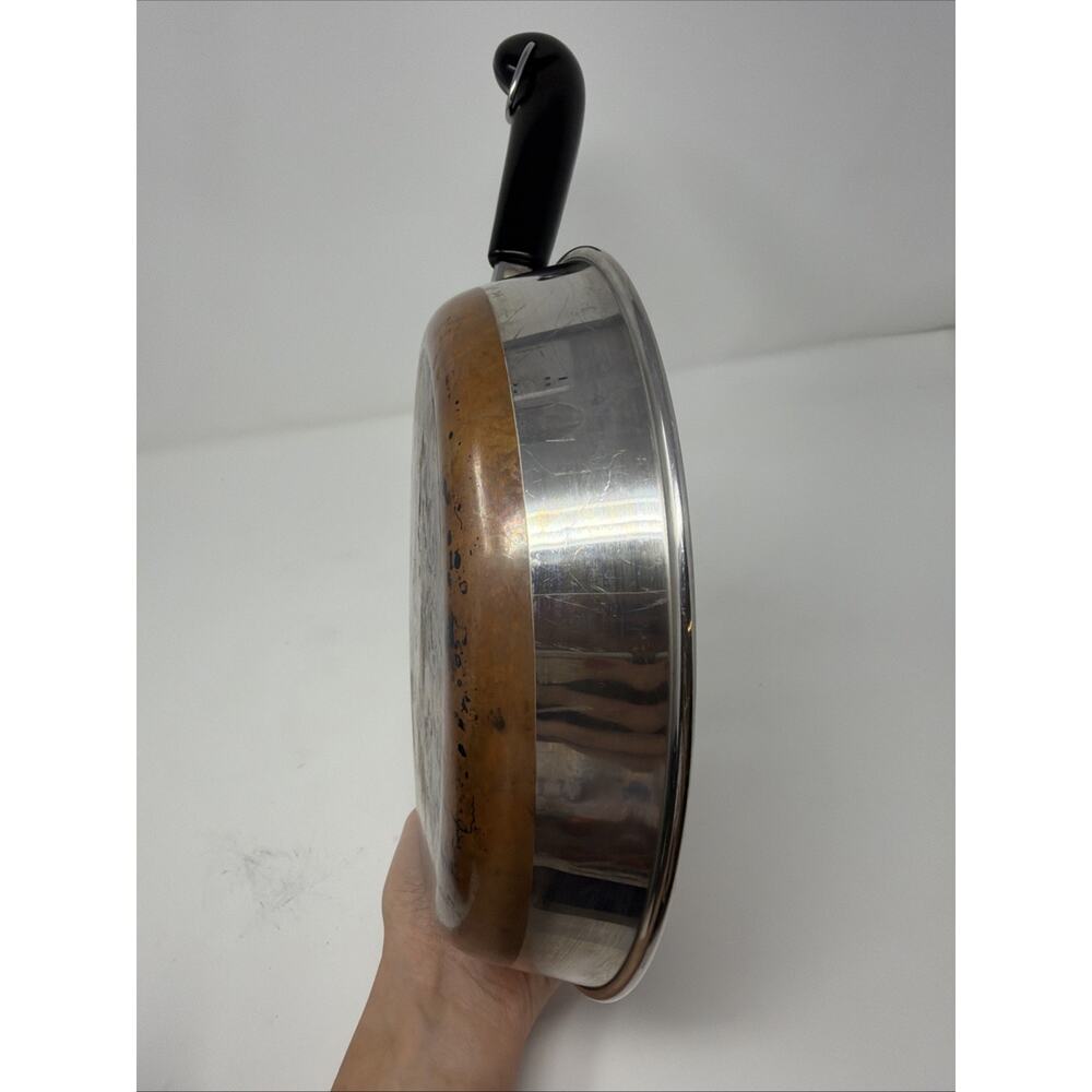 Vintage Revere Ware 9" Skillet Copper Bottom Frying Pan 1801 Clinton, IL USA 88 - Picture 6 of 7